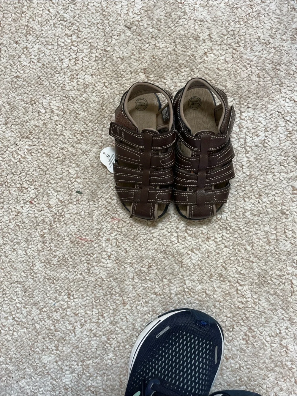 Wonder Nation Brown Boys Fisherman Sandals with Contrast Stitching